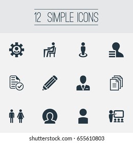Vector Illustration Set Of Simple Hr Icons. Elements Approved Document, Personal, Eraser And Other Synonyms Person, Business And Document.