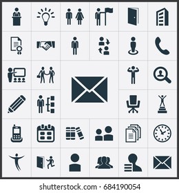 Vector Illustration Set Of Simple Human Icons. Elements Date Block, Evacuation, Worker And Other Synonyms Job, Cooperation And Demonstration.