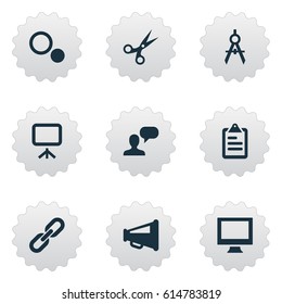 Vector Illustration Set Of Simple Icons Icons. Elements Cut, Assessment, Display And Other Synonyms Cut, Assessment And Gadget.