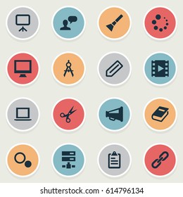 Vector Illustration Set Of Simple Icons Icons. Elements Assessment, Display, Settings And Other Synonyms Project, Advertising And Presentation.