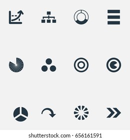 Vector Illustration Set Of Simple  Icons. Elements Ahead, Progress, Piece And Other Synonyms Circle, Piece And Circular.