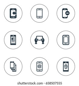 Vector Illustration Set Of Simple  Icons. Elements Connection, Remove, Touch And Other Synonyms Entering, Upgrade And Menu.