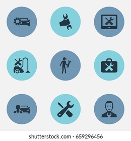 Vector Illustration Set Of Simple  Icons. Elements Car Service, Option, Fix And Other Synonyms Key, Repair And Service.
