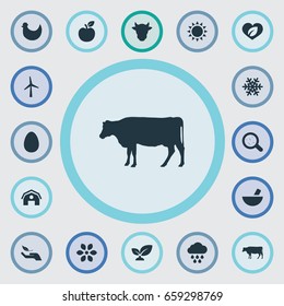 Vector Illustration Set Of Simple  Icons. Elements Blossom, Storm, Easter And Other Synonyms Fruit, Ecology And Agriculture.