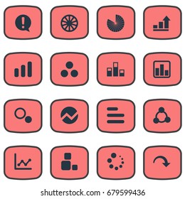 Vector Illustration Set Of Simple  Icons. Elements Test, Decline, Component And Other Synonyms Document, Decrease And Section.