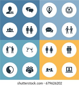 Vector Illustration Set Of Simple  Icons. Elements Gender, Fellows, Pinpoint And Other Synonyms Male, User And Female.