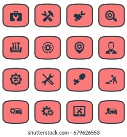 Vector Illustration Set Of Simple  Icons. Elements Workman, Builder, Construction And Other Synonyms Rotate, Tool And Craftsman.