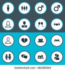 Vector Illustration Set Of Simple  Icons. Elements Mister, Barrister, Candidate Synonyms Candidate, People And Woman.