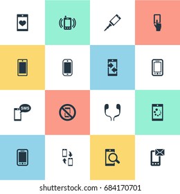 Vector Illustration Set Of Simple  Icons. Elements Outgoing Calls, Forbidden, Screen And Other Synonyms Telephone, Sms And Incoming.