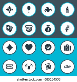 Vector Illustration Set Of Simple  Icons. Elements Siren, Sign, Place And Other Synonyms Buffoon, Chip And Portfolio.