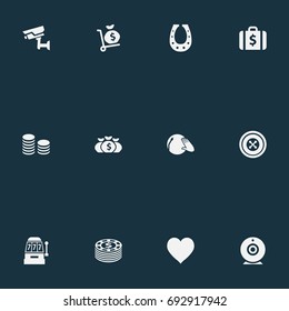 Vector Illustration Set Of Simple  Icons. Elements Portfolio, Rate, Addiction And Other Synonyms Camera, Supervision And Music.
