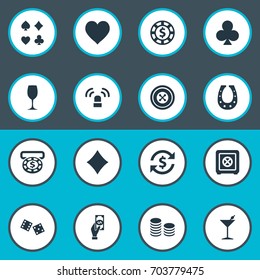 Vector Illustration Set Of Simple  Icons. Elements Bank, Card Suits, Money Flow And Other Synonyms Poker, Pay And Cross.