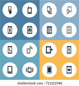 Vector Illustration Set Of Simple  Icons. Elements Soul On Phone, Settings, Screen And Other Synonyms User, Video And Wifi.