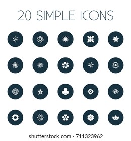 Vector Illustration Set Of Simple  Icons. Elements Alstroemeria, Peonies, Gerberas And Other Synonyms Dahlia, Lucky And Bay.