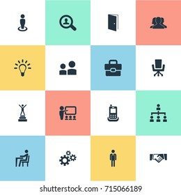 Vector Illustration Set Of Simple  Icons. Elements Take On Worker, Winner, Friendship And Other Synonyms Group, Advancement And Mechanism.