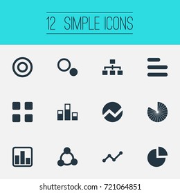 Vector Illustration Set Of Simple  Icons. Elements Component, Data, Cycle And Other Synonyms Data, Menu And Structure.