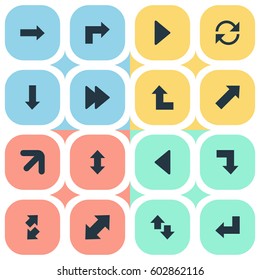 Vector Illustration Set Of Simple Indicator Icons. Elements Downwards Pointing, Raise-Fall, Refresh And Other Synonyms Downwards, Right And Down.