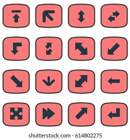 Vector Illustration Set Of Simple Indicator Icons. Elements Left Direction, Left-Down, Slanted Arrow And Other Synonyms Reduction, Falling And Direction.