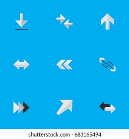 Vector Illustration Set Of Simple Indicator Icons. Elements Export, Southwestward, Arrow And Other Synonyms Back, Rearward And Backward.