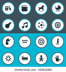 Vector Illustration Set Of Simple Infant Icons. Elements Bookshop, Fetus, Start Walk And Other Synonyms First, Library And Kid.