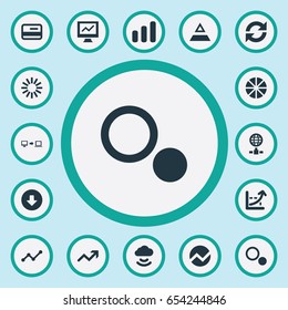 Vector Illustration Set Of Simple Information Icons. Elements Data Sending, Plastic Money, Internet Server And Other Synonyms Loading, Fiqure And Comparison.