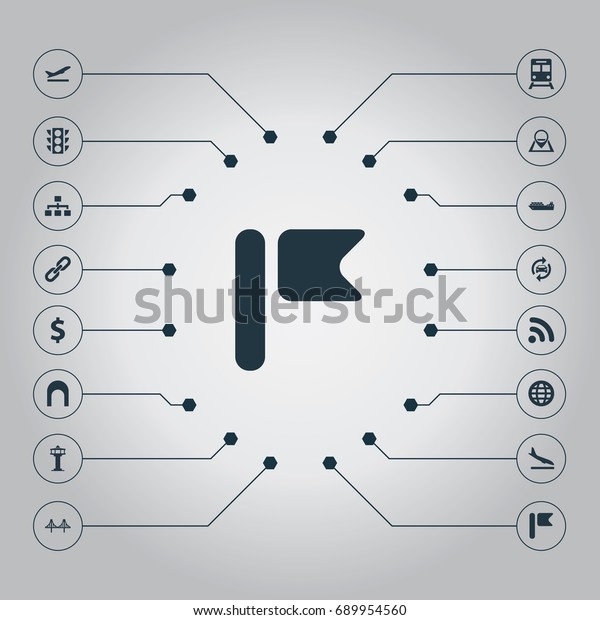 Vector Illustration Set Of Simple Infrastructure\
Icons. Elements Relation, Economy, Wifi Area And Other Synonyms\
Traffic, Subway And\
Car.
