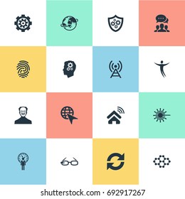 Vector Illustration Set Of Simple Innovation Icons. Elements Hi-Tech Spectacles, Mind, Change And Other Synonyms Refresh, Management And Change.