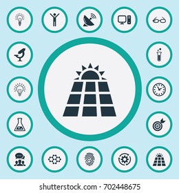 Vector Illustration Set Of Simple Innovation Icons. Elements Time, Hi-Tech Spectacles, Male And Other Synonyms Hi-Tech, Mind And Fingerprint.