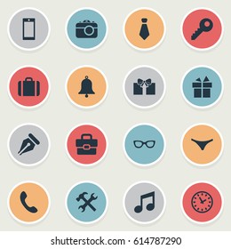 Vector Illustration Set Of Simple Instrument Icons. Elements Time, Underwear, Briefcase And Other Synonyms Call, Key And Watch.