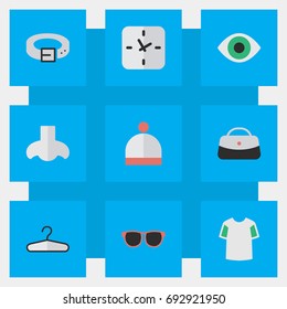 Vector Illustration Set Of Simple Instrument Icons. Elements Strap, Jersey, Glasses And Other Synonyms Scent, Waist And Hat.