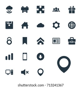 Vector Illustration Set Of Simple Interface Icons. Elements Team, Reconstruction, Diskette And Other Synonyms Browser, Upload And Company.