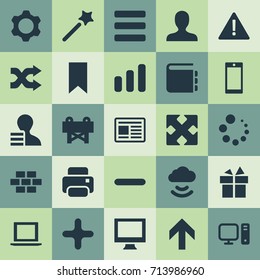 Vector Illustration Set Of Simple Interface Icons. Elements Reconstruction, Add, Designer And Other Synonyms Education, Loading And Personal.