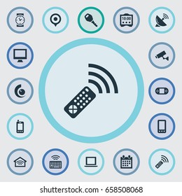 Vector Illustration Set Of Simple Internet Icons. Elements Antenna, Internet Of Things, Wireless Connection And Other Synonyms Internet, Navigation And Screen.