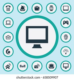 Vector Illustration Set Of Simple Internet Icons. Elements Bulb, Smart House, Internet Of Things And Other Synonyms Bulb, Idea And Innovation.