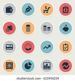 Vector Illustration Set Of Simple Investment Icons. Elements Credit Card, Statistic, Rate And Other Synonyms Supervision, Human And Index.