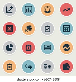 Vector Illustration Set Of Simple Investment Icons. Elements Rate, Calculator, Billfold And Other Synonyms Growth, Two And Division.