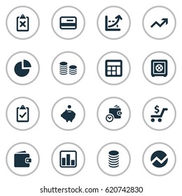 Vector Illustration Set Of Simple Investment Icons. Elements Piggy Bank, Increase, Wallet And Other Synonyms Segmentation, Money And Control.