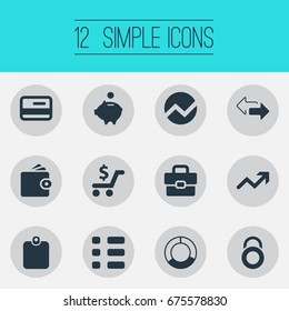 Vector Illustration Set Of Simple Investment Icons. Elements Circle Diagram, Statistic, Assessment Form And Other Synonyms Questionnaire, Circle And Increase.