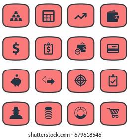 Vector Illustration Set Of Simple Investment Icons. Elements Increase, Criminal, Two Directions And Other Synonyms Goal, Increase And Calculator.