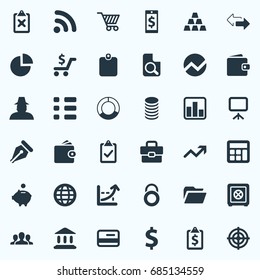 Vector Illustration Set Of Simple Investment Icons. Elements Calculator, Earnings, Task And Other Synonyms Presentation, Access And Plan.