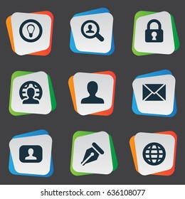 Vector Illustration Set Of Simple Job Icons. Elements World, Bulb, Inbox And Other Synonyms Representative, Sign And Idea.