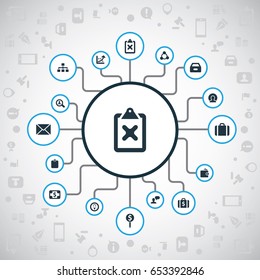 Vector Illustration Set Of Simple Job Icons. Elements Inbox, Hierarchy, Pay And Other Synonyms Task, Idea And Search.