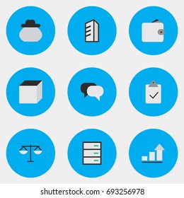Vector Illustration Set Of Simple Job Icons. Elements Square, Drawer, Growing And Other Synonyms Humans, Justice And Mark.
