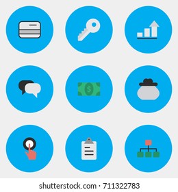 Vector Illustration Set Of Simple Job Icons. Elements Finger Touching, Talking, Structure And Other Synonyms Wallet, Dollar And Touching.
