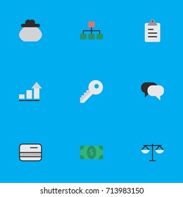 Vector Illustration Set Of Simple Job Icons. Elements Growing, Justice, Clipboard And Other Synonyms Scales, Growing And Balance.