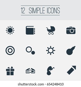 Vector Illustration Set Of Simple Kid Icons. Elements Board, Sparkler, Healthcare And Other Synonyms Encyclopedia, System And Sparklers.