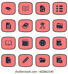 Vector Illustration Set Of Simple Knowledge Icons. Elements Pen, Information, Opened Book And Other Synonyms Reading, Data And Blank.