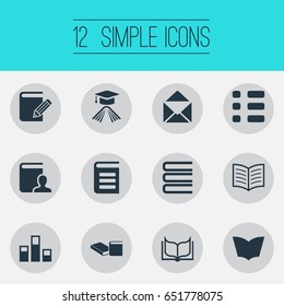 Vector Illustration Set Of Simple Knowledge Icons. Elements Knowledge, Studying, Checklist And Other Synonyms Information, Pile And Book.