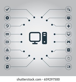 Vector Illustration Set Of Simple Leisure Icons. Elements Arrows, Balls, Joystick And Other Synonyms Battery, Done And Display.