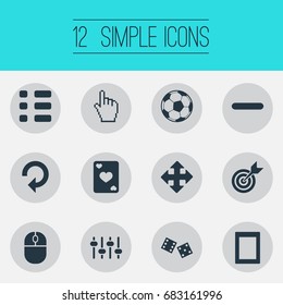 Vector Illustration Set Of Simple Leisure Icons. Elements Touch Screen, Tasks, Device And Other Synonyms Arrow, Pointer And Reload.